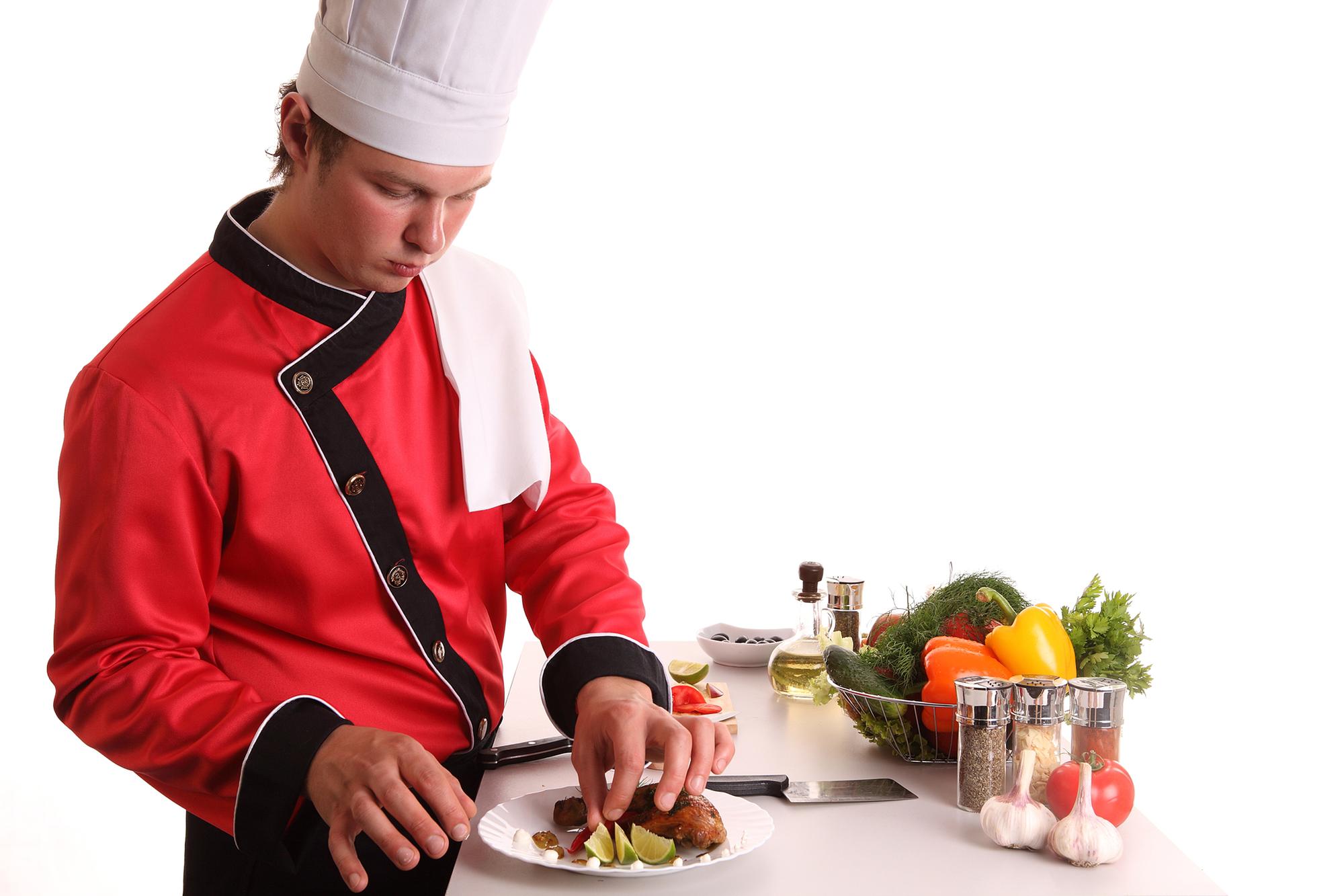 Chef online teaching a lesson in a modern kitchen